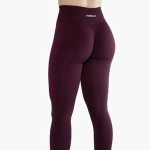 AUROLA Seamless Scrunch Tights - Size L - Black Cherry
